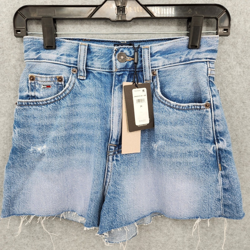 Tommy Jeans Distressed Denim Soft Touch Shorts Womens Size 24 NWT